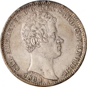 Carlo Alberto di Savoia 1831 1849 Regno di Sardegna 1 lira 1831 1847 Scudo sannitico 23 mm 4,75 5,03 g Ag dritto