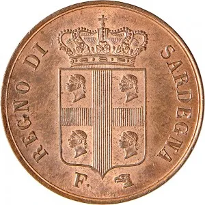 Carlo Alberto di Savoia 1831 1849 Regno di Sardegna Monetazione per la Sardegna 5 centesimi 1842 Valore 24 mm 5,00 5,19 g Cu dritto