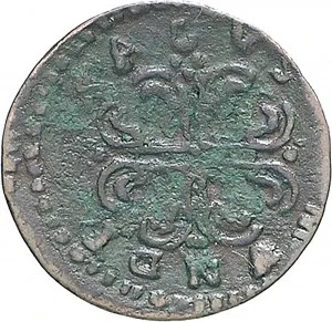 Carlo Emanuele III di Savoia 1730 1773 Regno di Sardegna Monetazione per Piacenza Sesino da 6 denari 1746 Croce ancorata 5 tipo 16 18 mm 1,16 1,38 g Cu rovescio