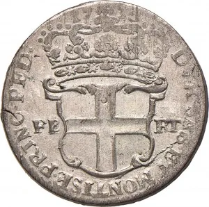 Carlo Emanuele III di Savoia 1730 1773 Regno di Sardegna Periodo anteriore alla riforma monetaria del 1754 5 soldi 1732 1740 Scudo a cartoccio 1 tipo 25 mm 3,65 5,13 g Mi rovescio