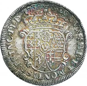 Carlo Emanuele III di Savoia 1730 1773 Regno di Sardegna Periodo anteriore alla riforma monetaria del 1754 Lira da 20 soldi 1732 Scudo a cartoccio 1 tipo 27 28 mm 5,48 5,96 g Ag rovescio