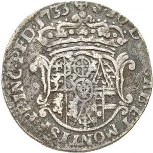 Carlo Emanuele III di Savoia 1730 1773 Regno di Sardegna Periodo anteriore alla riforma monetaria del 1754 Mezza lira da 10 soldi 1732 1735 Scudo a cartoccio 1 tipo 21 22 mm 2,8 3,0 g Ag rovescio