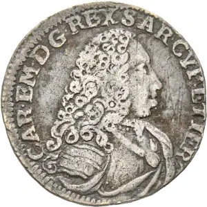 Carlo Emanuele III di Savoia 1730 1773 Regno di Sardegna Periodo anteriore alla riforma monetaria del 1754 Mezza lira da 10 soldi 1732 1735 Scudo a cartoccio 1 tipo 21 22 mm 2,8 3,0 g Ag dritto