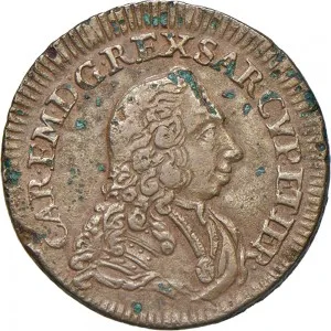 Carlo Emanuele III di Savoia 1730 1773 Regno di Sardegna Periodo anteriore alla riforma monetaria del 1754 Monetazione per la Sardegna 3 cagliaresi da sei denari 1741 Croce piana 2 tipo 24 mm 6,05 6,95 g Cu dritto