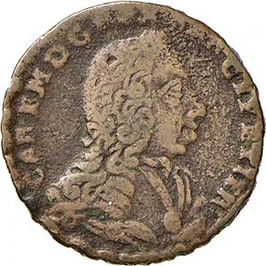 Carlo Emanuele III di Savoia 1730 1773 Regno di Sardegna Periodo anteriore alla riforma monetaria del 1754 Monetazione per la Sardegna Cagliarese da 2 denari 1741 1745 Croce piana 2 tipo 18 19 mm 2,10 3,18 g Cu dritto