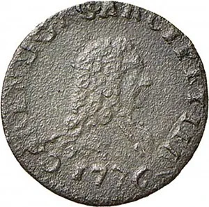 Carlo Emanuele III di Savoia 1730 1773 Regno di Sardegna Periodo anteriore alla riforma monetaria del 1754 Monetazione per la Sardegna Mezzo cagliarese da 1 denaro 1736 Croce piana 1 tipo 14 15 mm 1,18 1,21 g Cu dritto