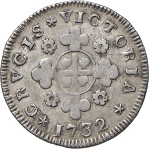 Carlo Emanuele III di Savoia 1730 1773 Regno di Sardegna Periodo anteriore alla riforma monetaria del 1754 Monetazione per la Sardegna Reale da 5 soldi 1732 Croce di San Maurizio 21 mm 2,34 2,38 g Ag rovescio