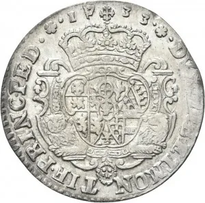 Carlo Emanuele III di Savoia 1730 1773 Regno di Sardegna Periodo anteriore alla riforma monetaria del 1754 Quarto di scudo da 1,5 lire 1733 Scudo sagomato 1 tipo 28 mm 7,35 7,42 g Ag rovescio