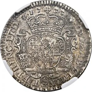 Carlo Emanuele III di Savoia 1730 1773 Regno di Sardegna Periodo anteriore alla riforma monetaria del 1754 Quarto di scudo da 1,5 lire 1733 Scudo sagomato 2 tipo 28 mm 7,35 7,42 g Ag rovescio