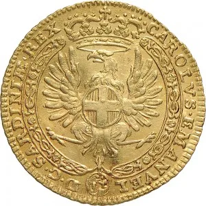 Carlo Emanuele III di Savoia 1730 1773 Regno di Sardegna Periodo anteriore alla riforma monetaria del 1754 Zecchino da 9,15 lire 1745 1746 Annunciazione 2 tipo 21,0 21,5 mm 2,43 3,50 g Au dritto
