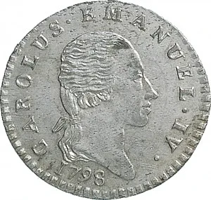 Carlo Emanuele IV di Savoia 1796 1800 Regno di Sardegna 2,6 soldi 1798 1799 Aquila spiegata 20 21 mm 2,29 2,66 g Mi dritto