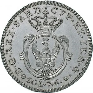 Carlo Emanuele IV di Savoia 1796 1800 Regno di Sardegna 7,6 soldi 1798 1799 Scudo ovale a cartoccio 1 tipo 25 26 mm 4,52 4,95 g Mi rovescio