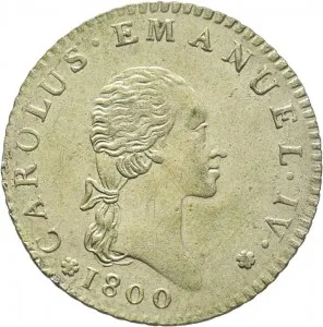 Carlo Emanuele IV di Savoia 1796 1800 Regno di Sardegna 7,6 soldi 1800 Scudo ovale a cartoccio 2 tipo 25 26 mm 4,52 4,95 g Mi dritto