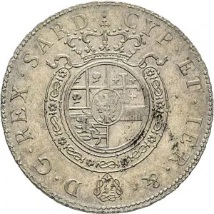 Carlo Emanuele IV di Savoia 1796 1800 Regno di Sardegna Mezzo scudo da 3 lire 1797 1800 Scudo rotondo 36,5 37,0 mm 17,23 17,61 g Ag rovescio