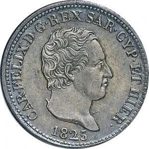 Carlo Felice di Savoia 1821 1831 Regno di Sardegna 50 centesimi 1823 1831 Scudo triangolare rialzato 18 mm 2,37 2,51 g Ag dritto