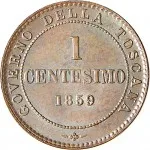 Governo della Toscana 2 fase A nome di Vittorio Emanuele II di Savoia re eletto 1859 1861 1 centesimo 1859 Valore entro cerchio perlinato 15 mm 1 0 g rovescio