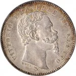 Governo della Toscana 2 fase A nome di Vittorio Emanuele II di Savoia re eletto 1859 1861 1 lira 1860 Scudo sannitico 2 tipo 23 mm 4,97 5,04 g Ag dritto
