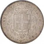 Governo della Toscana 2 fase A nome di Vittorio Emanuele II di Savoia re eletto 1859 1861 1 lira 1860 Scudo sannitico 2 tipo 23 mm 4,97 5,04 g Ag rovescio