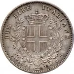 Governo della Toscana 2 fase A nome di Vittorio Emanuele II di Savoia re eletto 1859 1861 2 lire 1860 1861 Scudo sannitico 27 mm 9,58 10 g Ag rovescio