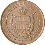Governo della Toscana 2 fase A nome di Vittorio Emanuele II di Savoia re eletto 1859 1861 5 centesimi 1859 Valore entro cerchio perlinato 25 mm 4,98 5 g dritto