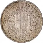 Governo della Toscana 2 fase A nome di Vittorio Emanuele II di Savoia re eletto 1859 1861 50 centesimi 1860 1861 Scudo sannitico 1 tipo 18 mm 2,34 2,5 g Ag rovescio