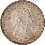 Governo della Toscana 2 fase A nome di Vittorio Emanuele II di Savoia re eletto 1859 1861 50 centesimi 1860 Scudo sannitico 2 tipo 18 mm 2,5 0 g Ag dritto