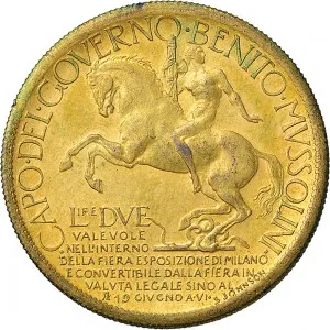 Regnando Vittorio Emanuele III di Savoia 1900 1946 Regno d'Italia Gettoni delle Esposizioni Gettone da 2 lire 1928 Littore 29,5 mm 14,93 17,90 g Au rovescio