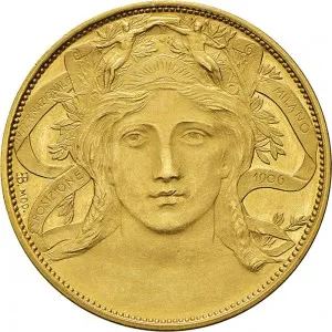 Regnando Vittorio Emanuele III di Savoia 1900 1946 Regno d'Italia Gettoni delle Esposizioni Gettone da 20 centesimi 1906 Valore 27,5 mm 18,20 18,24 g Au dritto