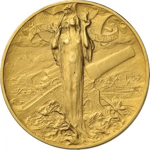 Regnando Vittorio Emanuele III di Savoia 1900 1946 Regno d'Italia Soldone e gettoni della Croce Rossa Gettone della pace vittoriosa 1918 Vittoria 30 mm 14,12 14,86 g Au dritto