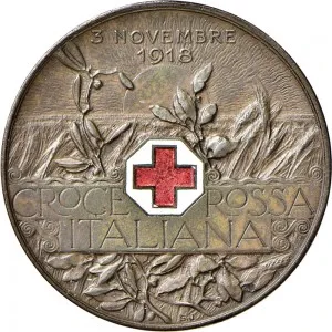 Regnando Vittorio Emanuele III di Savoia 1900 1946 Regno d'Italia Soldone e gettoni della Croce Rossa Gettone della pace vittoriosa 1918 Vittoria 30 mm 9,31 9,66 g rovescio