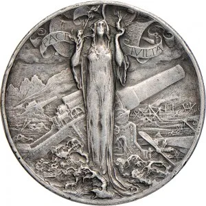 Regnando Vittorio Emanuele III di Savoia 1900 1946 Regno d'Italia Soldone e gettoni della Croce Rossa Gettone della pace vittoriosa 1918 Vittoria 30,0 30,2 mm 11,08 11,48 g Ag dritto