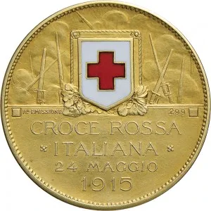 Regnando Vittorio Emanuele III di Savoia 1900 1946 Regno d'Italia Soldone e gettoni della Croce Rossa Gettone di guerra