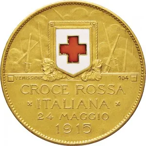 Regnando Vittorio Emanuele III di Savoia 1900 1946 Regno d'Italia Soldone e gettoni della Croce Rossa Gettone di guerra