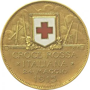 Regnando Vittorio Emanuele III di Savoia 1900 1946 Regno d'Italia Soldone e gettoni della Croce Rossa Gettone di guerra
