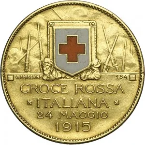 Regnando Vittorio Emanuele III di Savoia 1900 1946 Regno d'Italia Soldone e gettoni della Croce Rossa Gettone di guerra