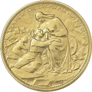 Regnando Vittorio Emanuele III di Savoia 1900 1946 Regno d'Italia Soldone e gettoni della Croce Rossa Gettone di guerra 1915 Croce Rossa 30,8 mm 15,24 15,36 g Au dritto