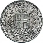 Regno di Sardegna Carlo Alberto di Savoia 1831 1849 50 centesimi 1833 1847 Scudo sannitico 18 mm 2,35 2,5 g Ag rovescio