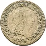 Regno di Sardegna Carlo Emanuele III di Savoia 1730 1773 Periodo posteriore alla riforma monetaria del 1754 2,6 soldi 1755 1758 Aquila spiegata 20 mm 2,17 3,05 g Mi dritto