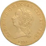 Regno di Sardegna Carlo Emanuele III di Savoia 1730 1773 Periodo posteriore alla riforma monetaria del 1754 Carlino da 5 doppie 1755 1768 Scudo rotondo 41 mm 43,03 48,24 g Au dritto