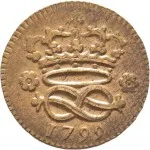 Regno di Sardegna Carlo Emanuele IV di Savoia 1796 1800 2 denari da 1 6 di soldo 1798 1800 Nodo d'amore 16 mm 1,55 2,05 g Cu rovescio