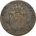 Regno di Sardegna Carlo Emanuele IV di Savoia 1796 1800 7,6 soldi 1800 1801 Scudo ovale a cartoccio 3 tipo 25 mm 4,52 4,95 g Cu rovescio
