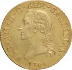 Regno di Sardegna Vittorio Amedeo III di Savoia 1773 1796 Mezzo carlino da 2,5 doppie 1786 Aquila spiegata 34 mm 22,76 22,83 g Au dritto