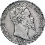 Regno di Sardegna Vittorio Emanuele II di Savoia 1849 1861 1 lira 1850 1860 Scudo sannitico 23 mm 4,76 5,02 g Ag dritto