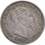 Regno di Sardegna Vittorio Emanuele II di Savoia 1849 1861 50 centesimi 1850 1861 Scudo sannitico 18 mm 2,31 2,5 g Ag dritto