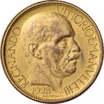 Regno d'Italia Regnando Vittorio Emanuele III di Savoia 1900 1946Gettoni delle Esposizioni Gettone da 2 lire 1928 Littore 29.5 mm 9,98 10,37 g dorato dritto
