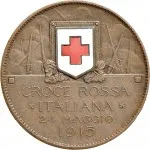 Regno d'Italia Regnando Vittorio Emanuele III di Savoia 1900 1946Soldone e gettoni della Croce Rossa Gettone di guerra 1915 Croce Rossa 30.8 mm 9,09 10,68 g rovescio