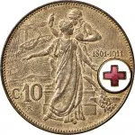 Regno d'Italia Regnando Vittorio Emanuele III di Savoia 1900 1946Soldone e gettoni della Croce Rossa Soldone della Croce Rossa 1911 Italia e Roma genitrice 30 mm 10,12 12,1 g rovescio