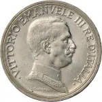 Regno d'Italia Vittorio Emanuele III di Savoia 1900 1936 Re 2 lire 1914 1917 Italia su quadriga briosa 27 mm 9,452 10,05 g Ag dritto