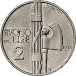 Regno d'Italia Vittorio Emanuele III di Savoia 1900 1936 Re 2 lire 1923 1935 Fascio littorio 29 mm 9,9 10,1 g Ni rovescio