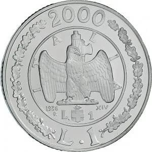 Repubblica Italiana Lire 1946 2001 Repubblica Italiana Emissioni in argento confezionate 1 lira 2000 Storia della Lira Aquila imperiale 2 tipo 34 mm 21,89 22,11 g Ag rovescio